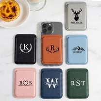 Monograms Design Gift For Him Dad Grandpa Husband - Personalized Wallet Compatible with Magsafe