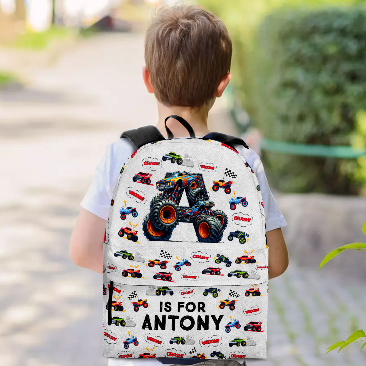 Monster Truck, Unicorn, Astronaut Alphabet Gift For Kids - Personalized Kid Backpack