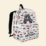 Monster Truck, Unicorn, Astronaut Alphabet Gift For Kids - Personalized Kid Backpack
