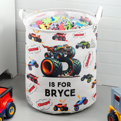 Monster Truck, Unicorn, Astronaut Alphabet Organizer - Personalized Storage Basket