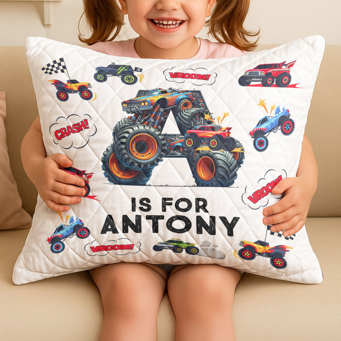Monster Truck Alphabet Gift For Kid - Custom Quilt Set