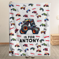 Monster Truck, Unicorn, Astronaut Letter - Personalized Blanket