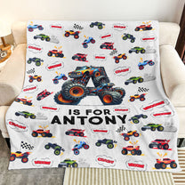 Monster Truck, Unicorn, Astronaut Letter - Personalized Blanket