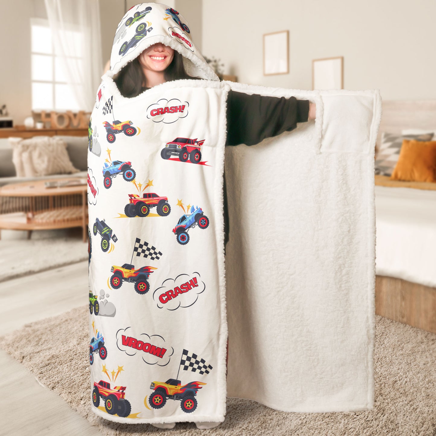 Monster Truck, Unicorn, Astronaut Letter - Personalized Wearable Blanket Hoodie
