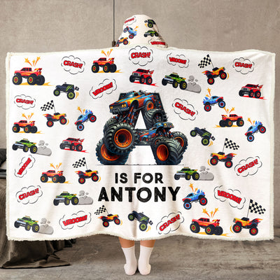 Monster Truck, Unicorn, Astronaut Letter - Personalized Wearable Blanket Hoodie