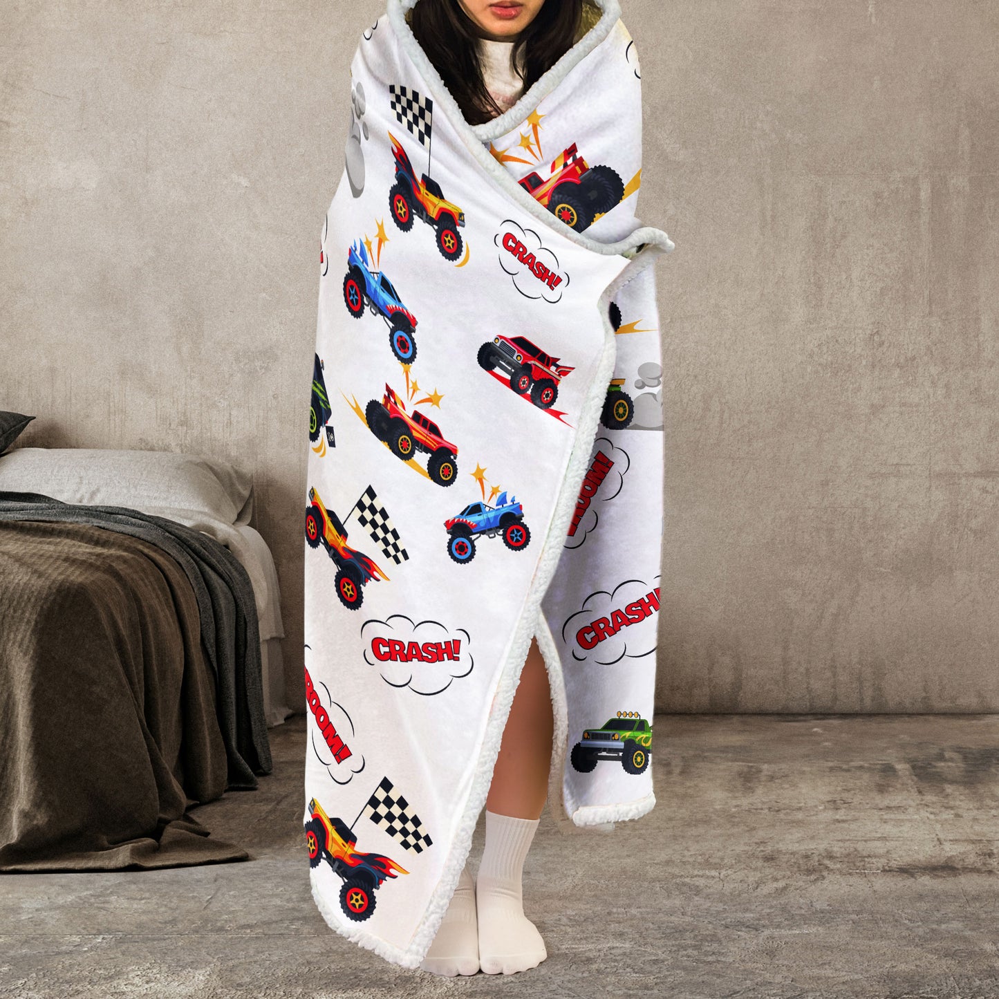 Monster Truck, Unicorn, Astronaut Letter - Personalized Wearable Blanket Hoodie