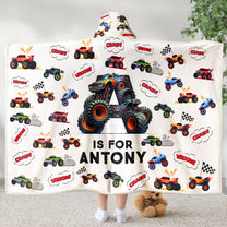 Monster Truck, Unicorn, Astronaut Letter - Personalized Wearable Blanket Hoodie