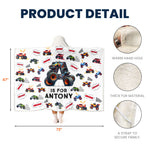 Monster Truck, Unicorn, Astronaut Letter - Personalized Wearable Blanket Hoodie