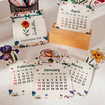 Mosaic Style Birth Flowers - Custom Easel Calendar 2026