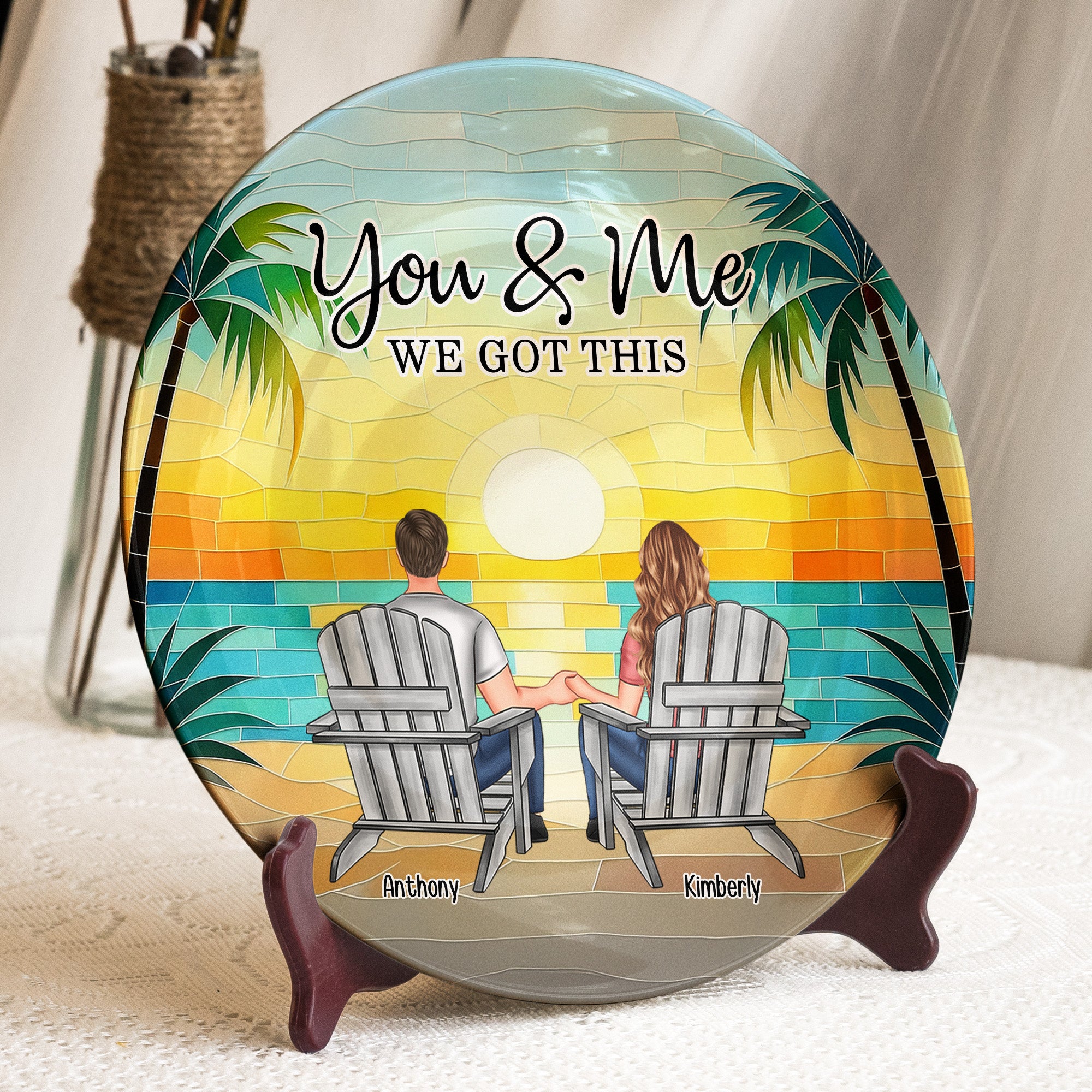 Mosaic Style You & Me We Got This New Version - Personalized Ceramic Plate