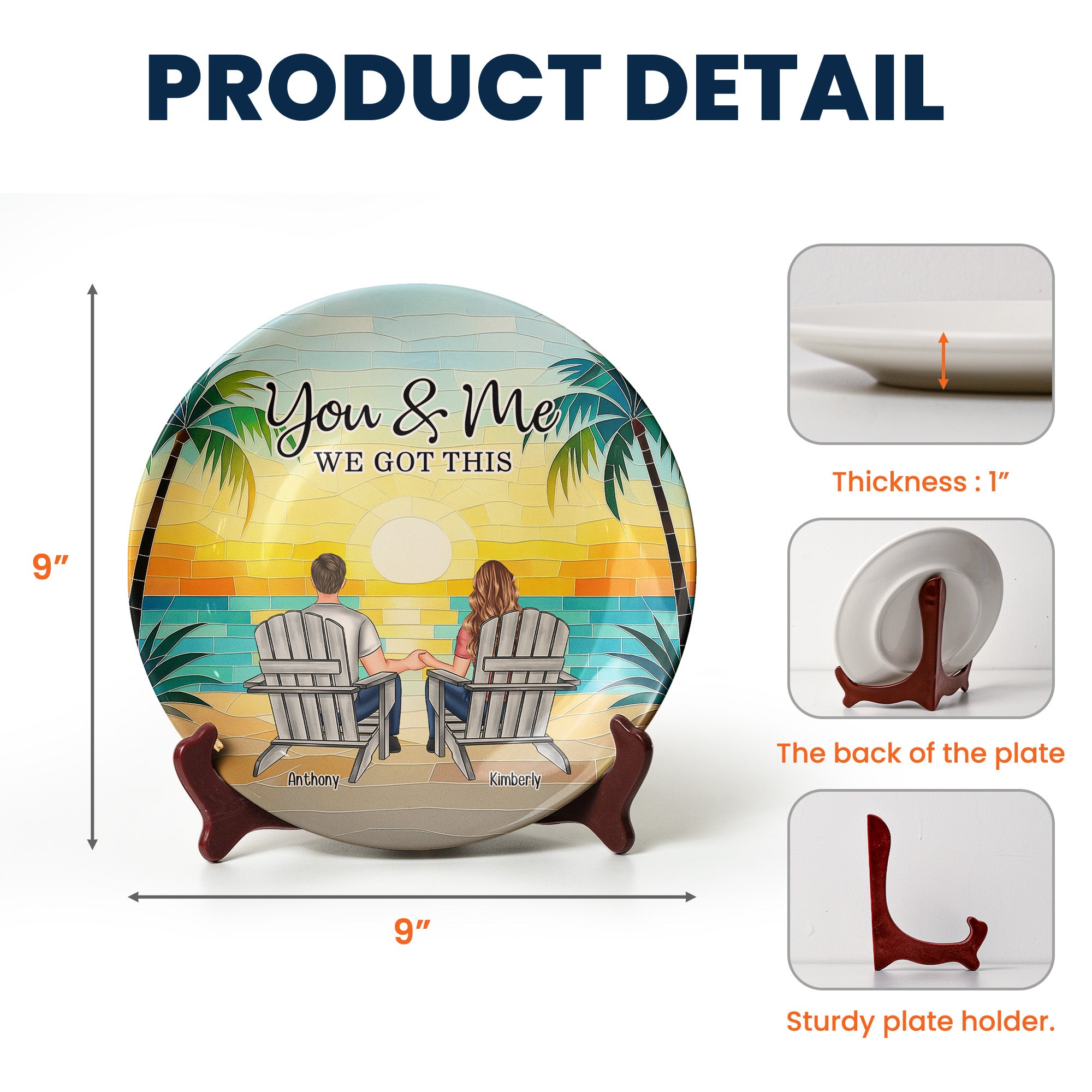 Mosaic Style You & Me We Got This New Version - Personalized Ceramic Plate