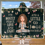 Mostly Peace Love And Light - Personalized Wearable Blanket Hoodie