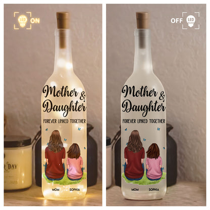 Mother And Children Forever Linked Together - Personalized Bottle Lamp