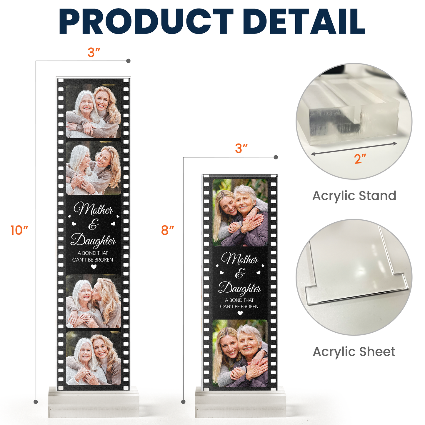 Mother And Daughter A Bond That Can't Be Broken - Custom Acrylic Photo Film Strip