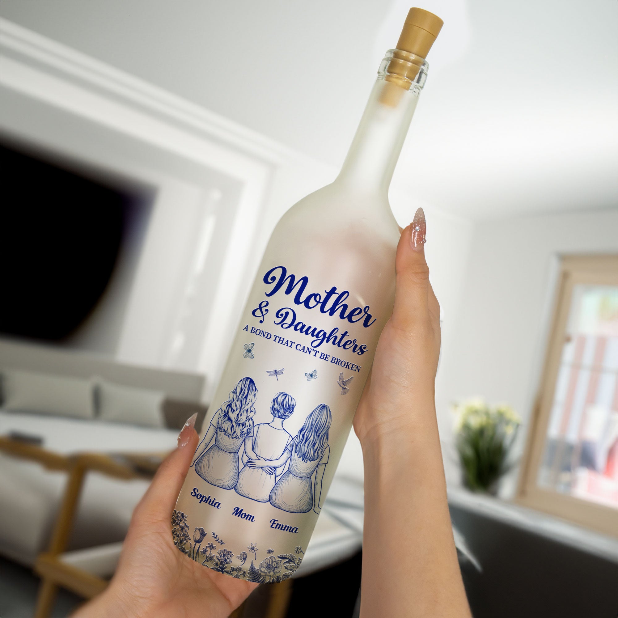 Mother And Daughter A Bond That Can't Be Broken - Personalized Bottle Lamp