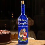 Mother And Daughter Forever Linked Together - Personalized Blue Bottle Lamp