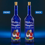Mother And Daughter Forever Linked Together - Personalized Blue Bottle Lamp
