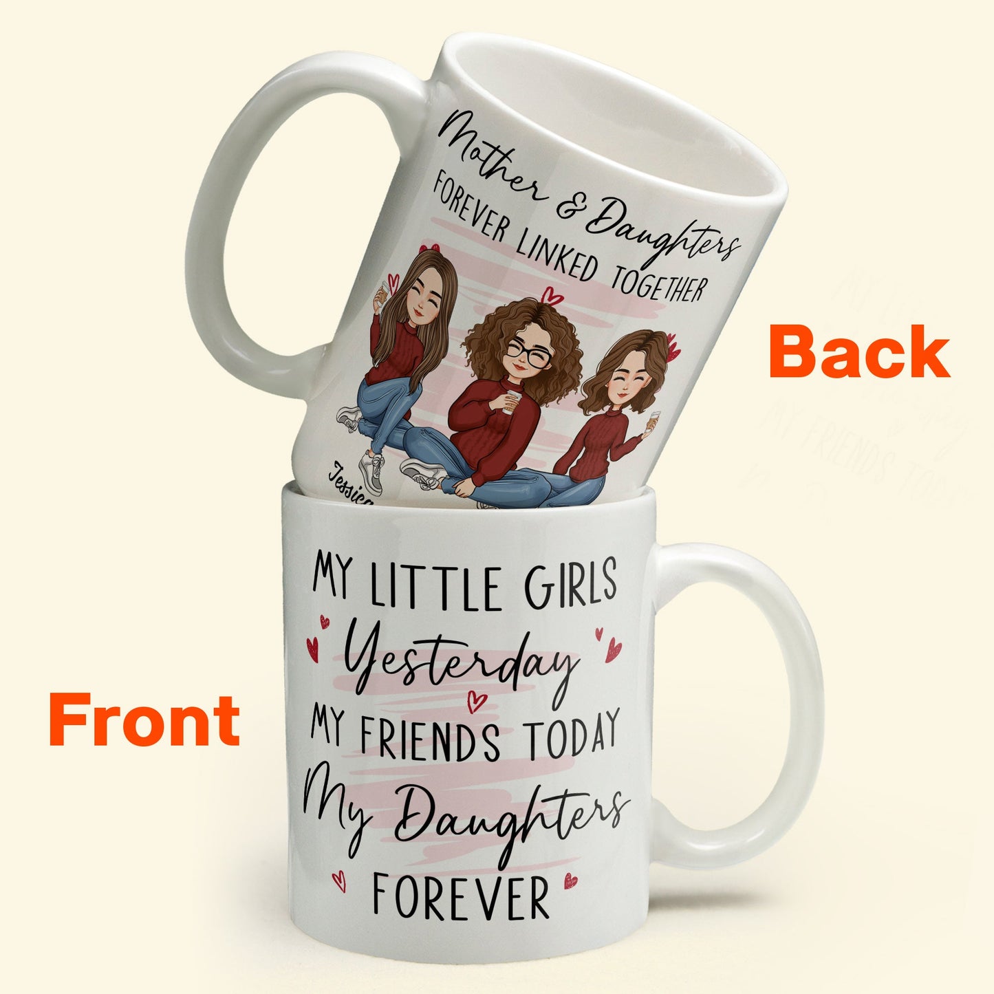 Mother And Daughter Forever Linked Together - Personalized Mug