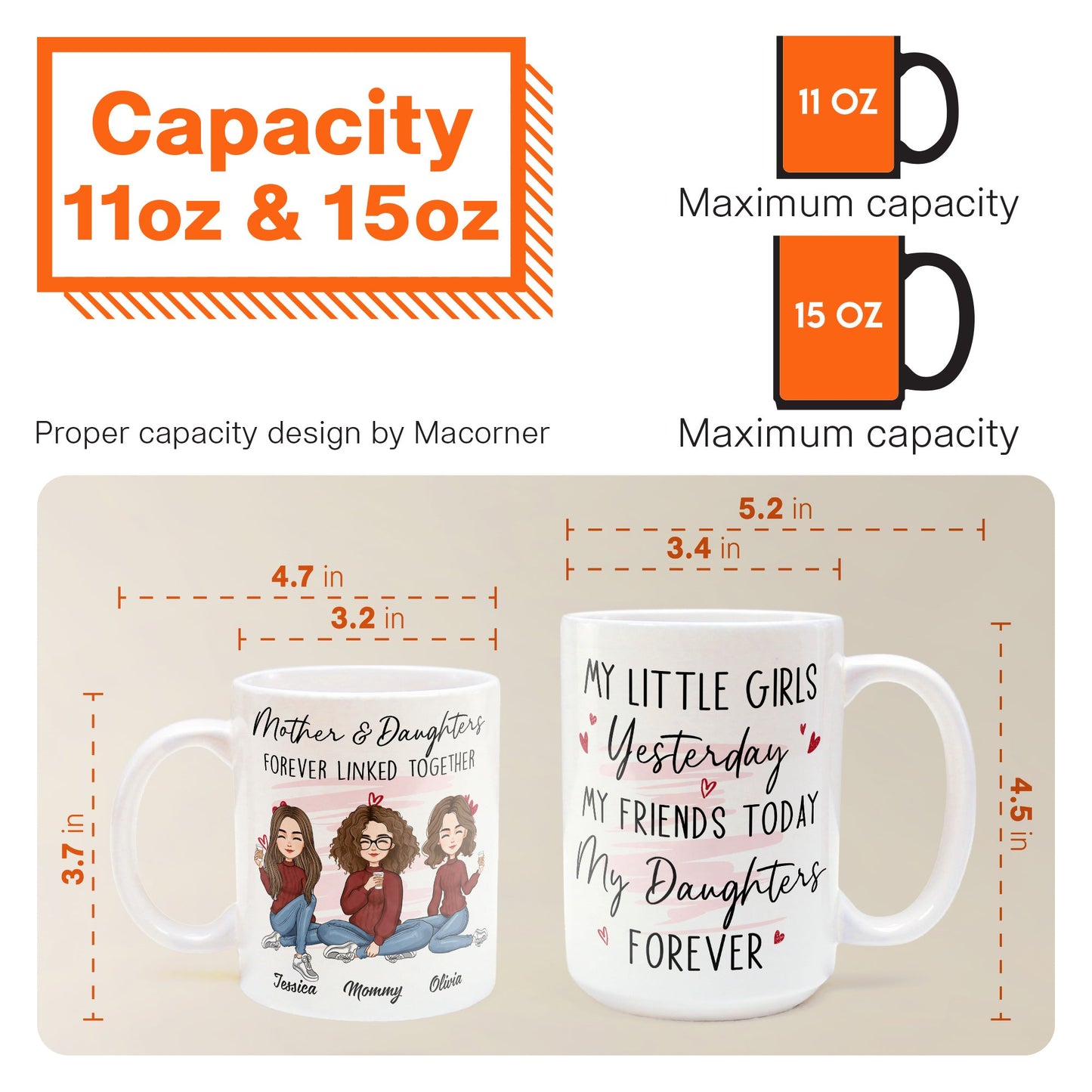 Mother And Daughter Forever Linked Together - Personalized Mug