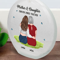 Mother And Daughter Forever Linked Together - Personalized Round Flat Bottle Light