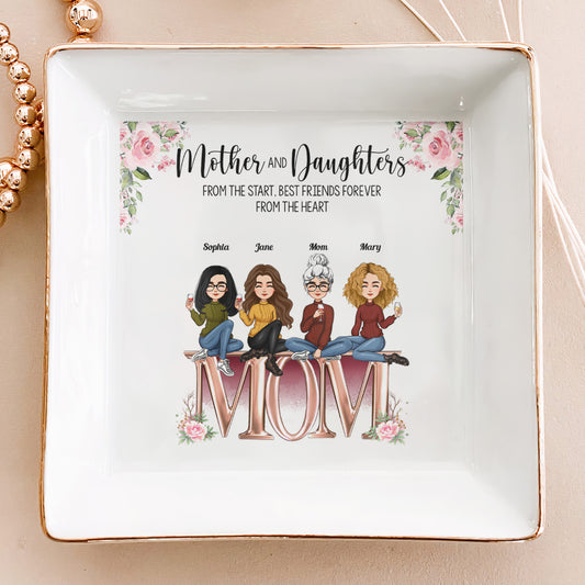 Mother And Daughters Best Friends From The Heart - Personalized Jewelry Dish