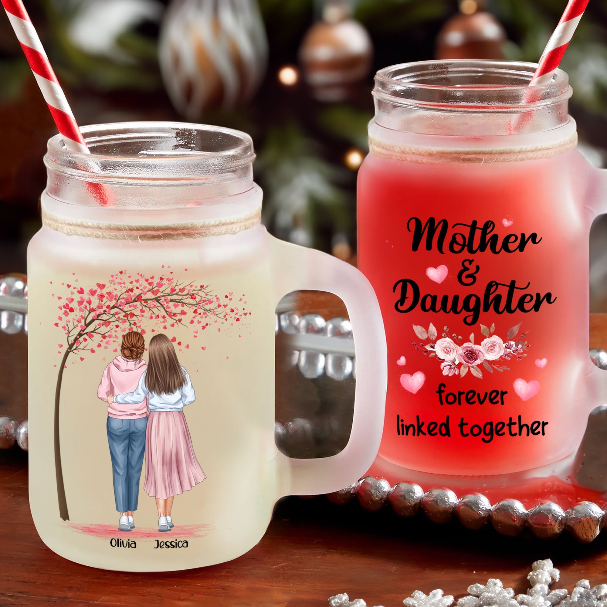 Mother And Daughters - Personalized Mason Jar Cup With Straw – Macorner