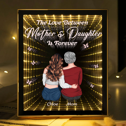Mother And Daughters, Sons Forever Linked Together - Personalized Infinity Mirror Light Box