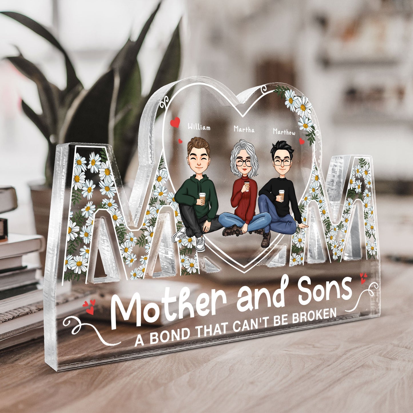 Mother And Sons - Personalized Mom Shaped Acrylic Plaque