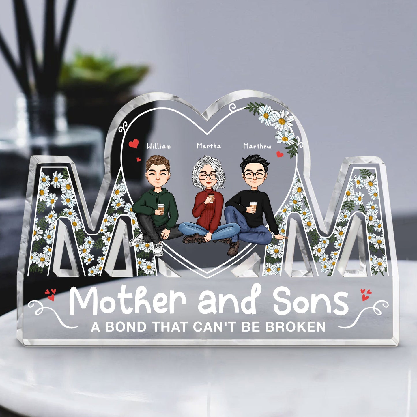 Mother And Sons - Personalized Mom Shaped Acrylic Plaque