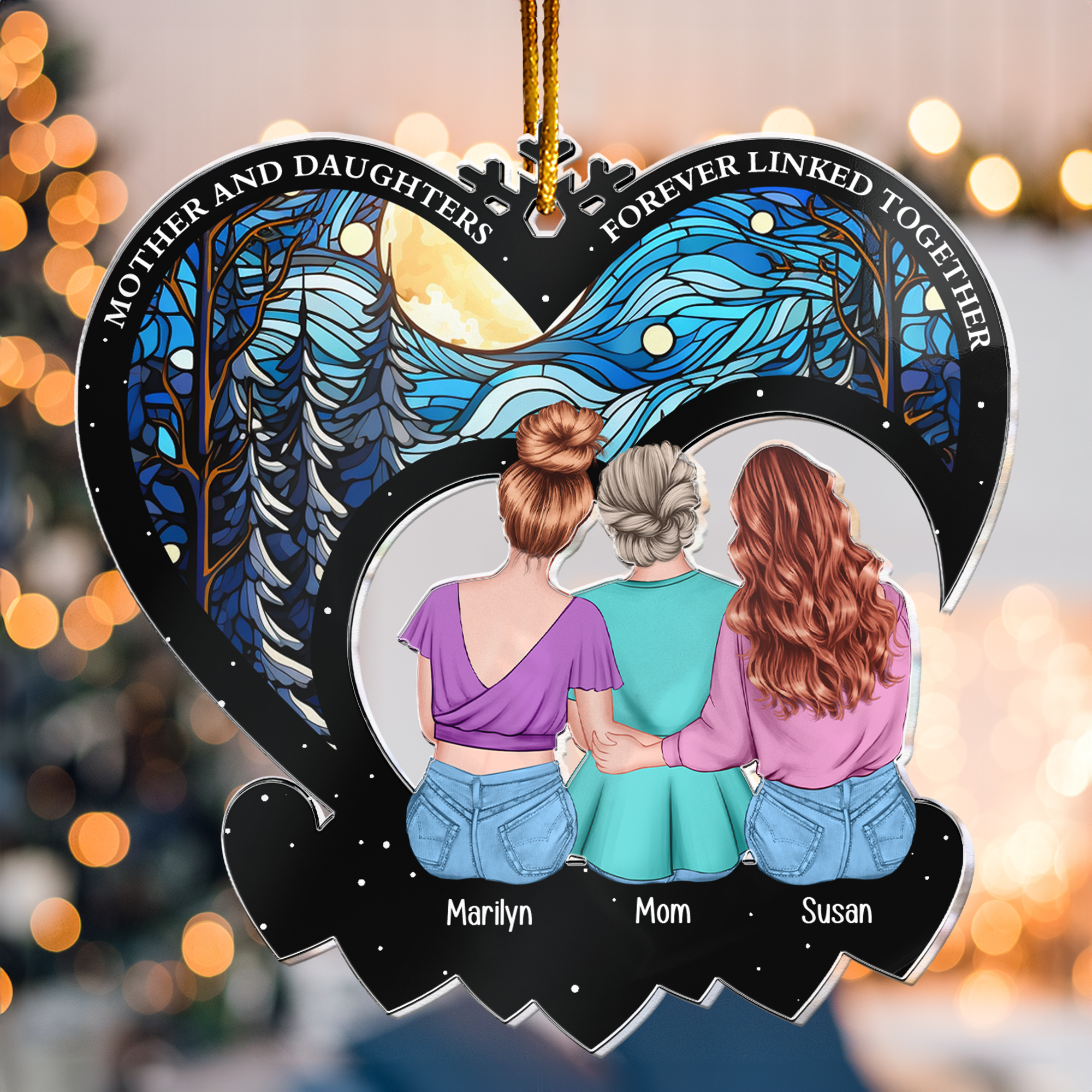 Mother Daughters Forever Linked Together - Personalized Acrylic Ornament