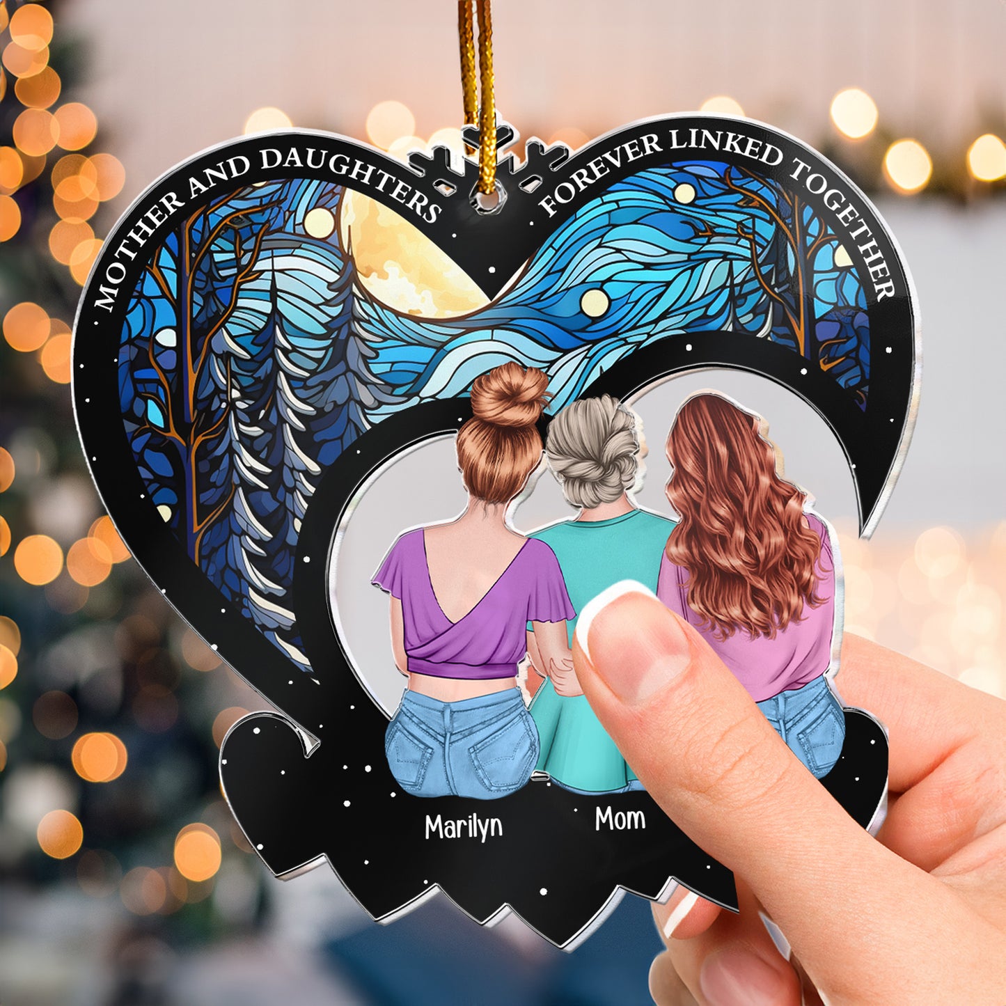 Mother Daughters Forever Linked Together - Personalized Acrylic Ornament