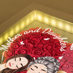 Mother Daughters Linked Together - Personalized Flower Shadow Box With LED Light