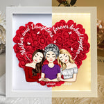Mother Daughters Linked Together - Personalized Flower Shadow Box With LED Light