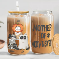 Mother Of Meownsters - Personalized Clear Glass Cup