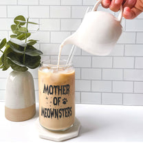 Mother Of Meownsters - Personalized Clear Glass Cup