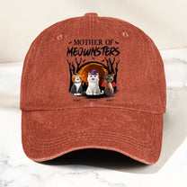 Mother Of Meownsters - Personalized Distressed Denim Cap
