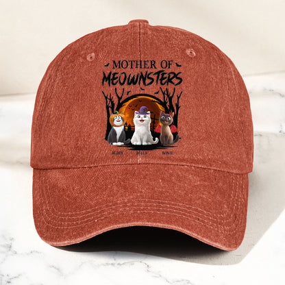 Mother Of Meownsters - Personalized Distressed Denim Cap