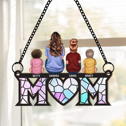 Mother & Children Bond - Personalized Window Hanging Suncatcher - Gift For Mom