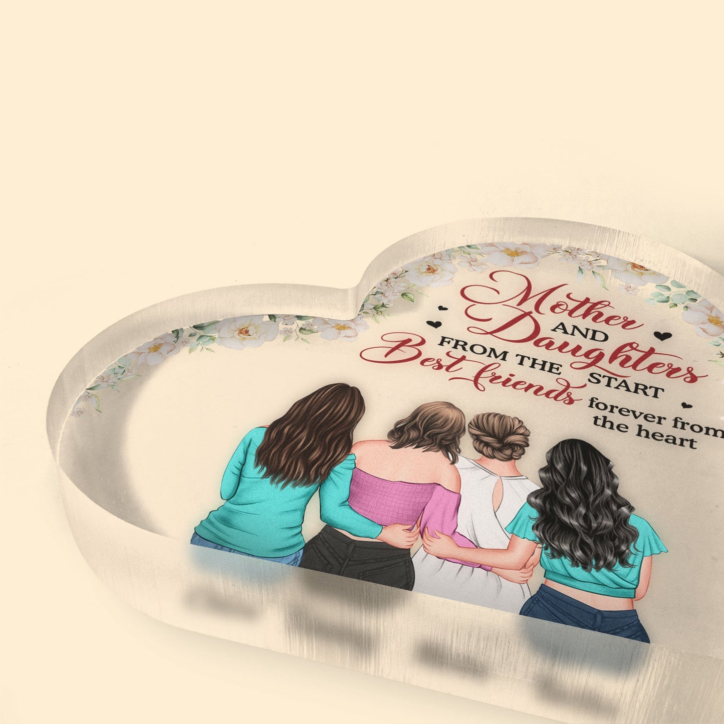 Mother & Daughter - BFF From The Heart- Personalized Heart Shaped Acrylic Plaque - Heartwarming, Mother's Day Gift For Mom, Mama, Mother- From Daughter