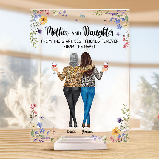 Mother & Daughter Best Friends Forever Floral Style - Personalized Acrylic Plaque