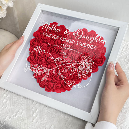 Mother & Daughter Forever Linked Together - Personalized Flower Shadow Box