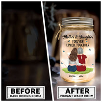 Mother & Daughter Forever Linked Together - Personalized Mason Jar Light