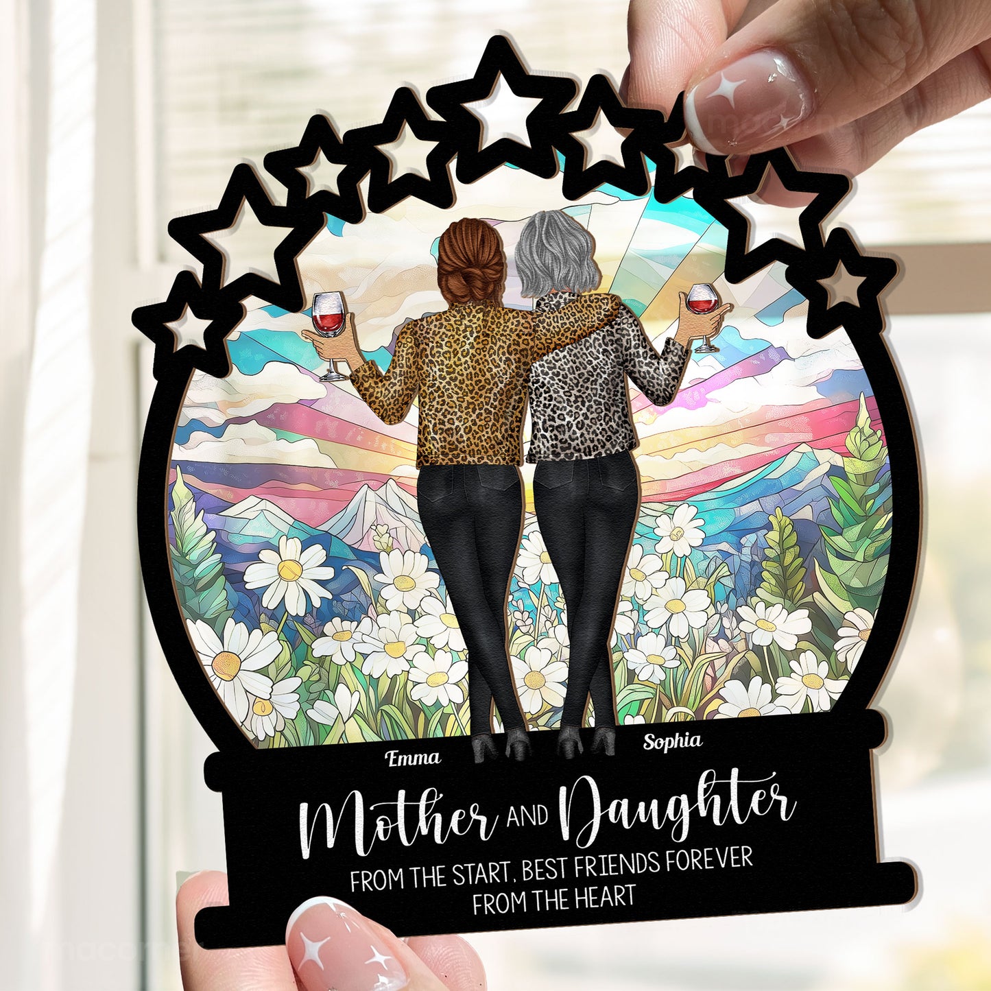 Mother & Daughter Gift - BFF From The Heart - Personalized Window Hanging Suncatcher Ornament
