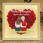 Mother & Daughter - Personalized Flower Shadow Box With LED Light