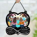 Mother & Daughters, Best Friends Forever From The Heart - Personalized Window Hanging Suncatcher Ornament