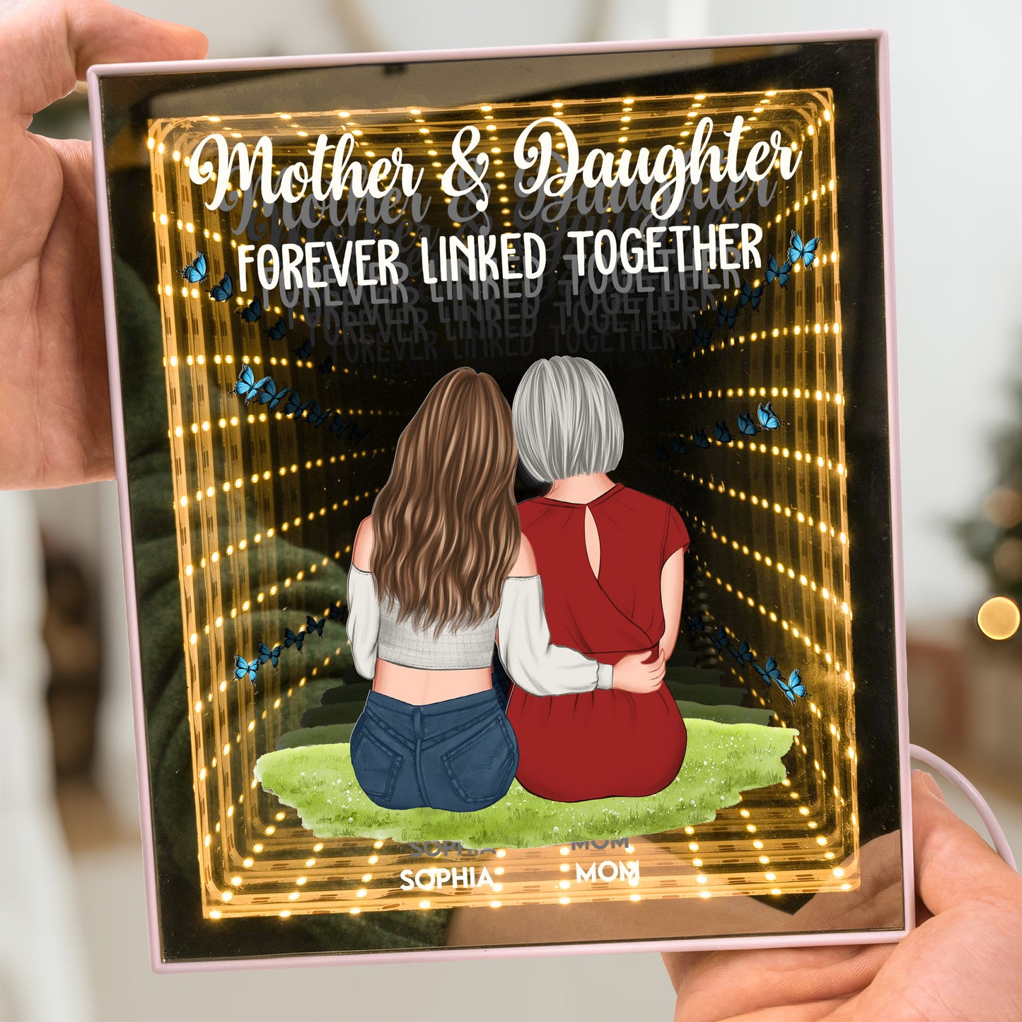 Mother-And-Daughter-Forever-Linked-Together-Personalized-Infinity--Mirror- Light- Box 3