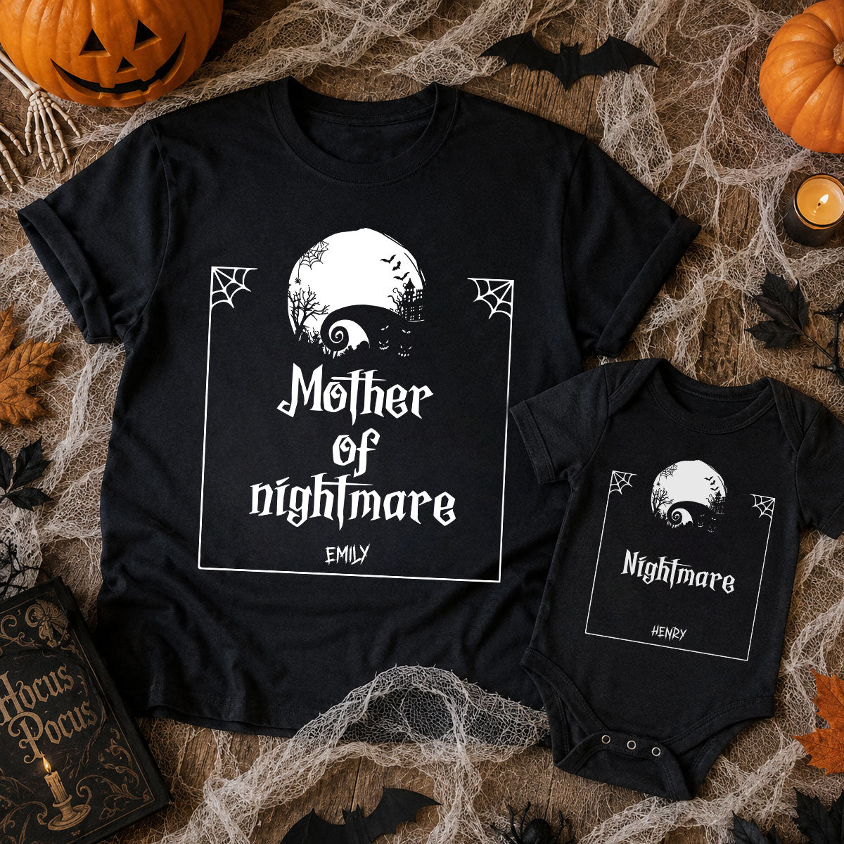 Mother-And-Daughter-Son-Matching-Outfits,-Baby-Halloween-Personalized-Shirt-4