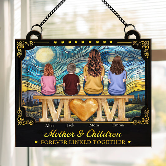 Mother-&-Children-Forever-Linked-Together-Gift-For-Mom-Wife-Personalized-Window-Hanging-Suncatcher-1