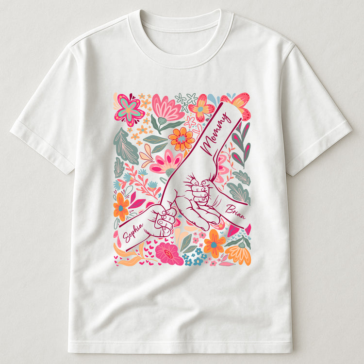 Mother-&-Children-Holding-Hands-Floral-Shirt-Gift-For-Mom-Wife-Grandma-Personalized-Shirt-2