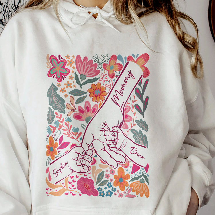 Mother-&-Children-Holding-Hands-Floral-Shirt-Gift-For-Mom-Wife-Grandma-Personalized-Shirt-6